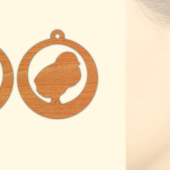 Intra απο ξύλο plywood Χρώμα wenge 3mm-4mm πάχος - Χαριτωμένα Ξύλινα Σκουλαρίκια Κοτόπουλου με Δίασταση 3x3 cm INTRAFABR-101883624 - Image 1