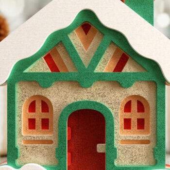 Intra απο ξύλο plywood  Χρώμα wenge 3mm-4mm πάχος - Χαριτωμένο χριστουγεννιάτικο σπίτι Δίασταση 20x25 cm INTRAFABR-52603616 - Image 3