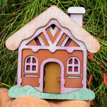 Intra απο ξύλο plywood  Χρώμα wenge 3mm-4mm πάχος - Χαριτωμένο χριστουγεννιάτικο σπίτι Δίασταση 20x25 cm INTRAFABR-52603616 - Image 7