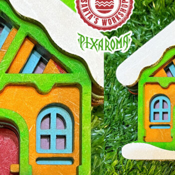 Intra απο ξύλο plywood  Χρώμα wenge 3mm-4mm πάχος - Χαριτωμένο χριστουγεννιάτικο σπίτι Δίασταση 20x25 cm INTRAFABR-52603616 - Image 10