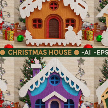 Intra απο ξύλο plywood  Χρώμα wenge 3mm-4mm πάχος - Χαριτωμένο Χριστουγεννιάτικο Σπίτι 3D || ΔΕΜΑ || Δίασταση 40x50 cm INTRAFABR-52603567 - Image 1