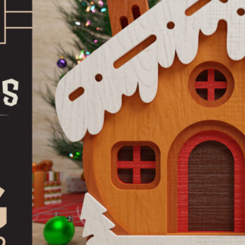 Intra απο ξύλο plywood  Χρώμα wenge 3mm-4mm πάχος - Χαριτωμένο Χριστουγεννιάτικο Σπίτι 3D || ΔΕΜΑ || Δίασταση 40x50 cm INTRAFABR-52603567 - Image 3