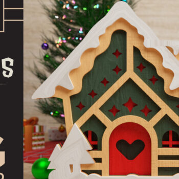 Intra απο ξύλο plywood  Χρώμα wenge 3mm-4mm πάχος - Χαριτωμένο Χριστουγεννιάτικο Σπίτι 3D || ΔΕΜΑ || Δίασταση 40x50 cm INTRAFABR-52603567 - Image 4