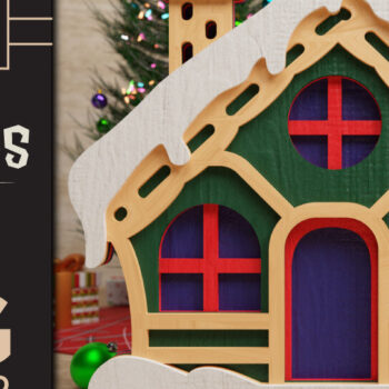 Intra απο ξύλο plywood  Χρώμα wenge 3mm-4mm πάχος - Χαριτωμένο Χριστουγεννιάτικο Σπίτι 3D || ΔΕΜΑ || Δίασταση 40x50 cm INTRAFABR-52603567 - Image 7