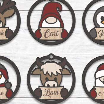 Intra απο ξύλο plywood  Χρώμα wenge 3mm-4mm πάχος - Χαριτωμένα χριστουγεννιάτικα στολίδια Πακέτο Δίασταση 6x6 cm INTRAFABR-120981447 - Image 5