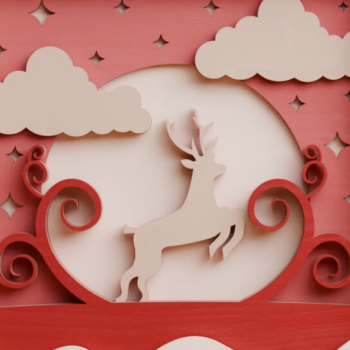 Intra απο ξύλο plywood  Χρώμα wenge 3mm-4mm πάχος - Χαριτωμένη χριστουγεννιάτικη σκηνή 3D πολλαπλών επιπέδων Δίασταση 20x25 cm INTRAFABR-82589273 - Image 1