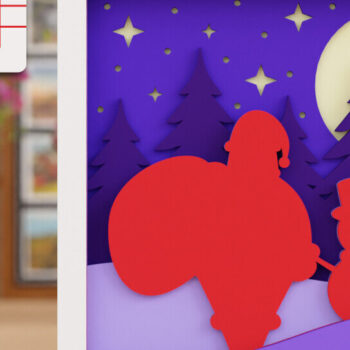 Intra απο ξύλο plywood  Χρώμα wenge 3mm-4mm πάχος - Χαριτωμένη χριστουγεννιάτικη σκηνή 3D πολλαπλών επιπέδων Δίασταση 20x25 cm INTRAFABR-102068285 - Image 1