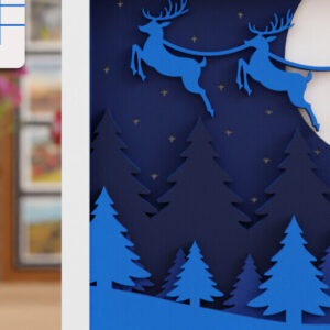 Intra απο ξύλο plywood  Χρώμα wenge 3mm-4mm πάχος - Χαριτωμένη χριστουγεννιάτικη σκηνή 3D πολλαπλών επιπέδων Δίασταση 20x25 cm INTRAFABR-102422685