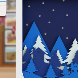 Intra απο ξύλο plywood  Χρώμα wenge 3mm-4mm πάχος - Χαριτωμένη χριστουγεννιάτικη σκηνή 3D πολλαπλών επιπέδων Δίασταση 20x25 cm INTRAFABR-102422690