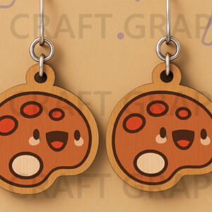 Intra απο ξύλο plywood  Χρώμα wenge 3mm-4mm πάχος - Χαριτωμένα μπισκότα σκουλαρίκια Δίασταση 3x3 cm INTRAFABR-102422694