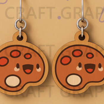 Intra απο ξύλο plywood  Χρώμα wenge 3mm-4mm πάχος - Χαριτωμένα μπισκότα σκουλαρίκια Δίασταση 3x3 cm INTRAFABR-102422694 - Image 1