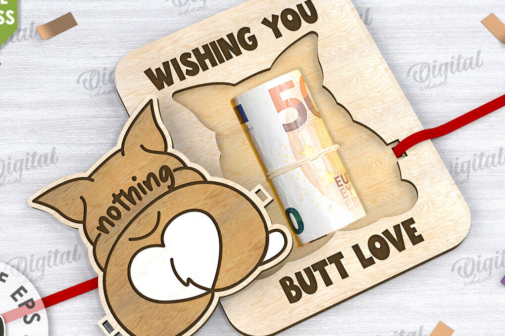 Intra απο ξύλο plywood  Χρώμα wenge 3mm-4mm πάχος - Cute Corgi Money Holder Δίασταση 30x20 cm INTRAFABR-102422697