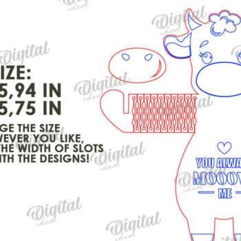 Intra απο ξύλο plywood Χρώμα wenge 3mm-4mm πάχος - Cute Cow Candy Holder . Βαλέντη Δίασταση 20x20 cm INTRAFABR-102422701 - Image 2