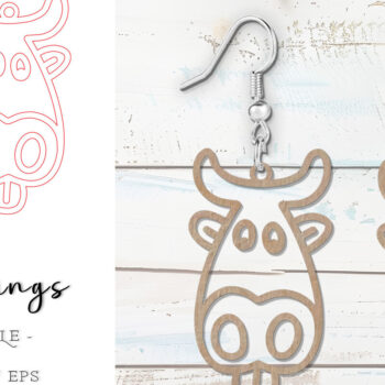 Intra απο ξύλο plywood Χρώμα wenge 3mm-4mm πάχος - Χαριτωμένα σκουλαρίκια με λέιζερ αγελάδας | Αγελάδα Δίασταση 900x900 cm INTRAFABR-102422705 - Image 1