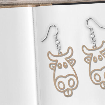 Intra απο ξύλο plywood Χρώμα wenge 3mm-4mm πάχος - Χαριτωμένα σκουλαρίκια με λέιζερ αγελάδας | Αγελάδα Δίασταση 900x900 cm INTRAFABR-102422705 - Image 4