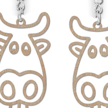 Intra απο ξύλο plywood Χρώμα wenge 3mm-4mm πάχος - Χαριτωμένα σκουλαρίκια με λέιζερ αγελάδας | Αγελάδα Δίασταση 900x900 cm INTRAFABR-102422705 - Image 5