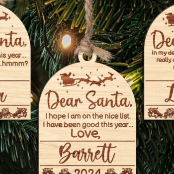 Intra απο ξύλο plywood Χρώμα wenge 3mm-4mm πάχος - Χαριτωμένο προσαρμόσιμο στολίδι Αγαπητέ Άγιο Βασίλη Δίασταση 6x6 cm INTRAFABR-102422714 - Image 1