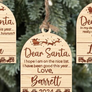 Intra απο ξύλο plywood Χρώμα wenge 3mm-4mm πάχος - Χαριτωμένο προσαρμόσιμο στολίδι Αγαπητέ Άγιο Βασίλη Δίασταση 6x6 cm INTRAFABR-102422714 - Image 2