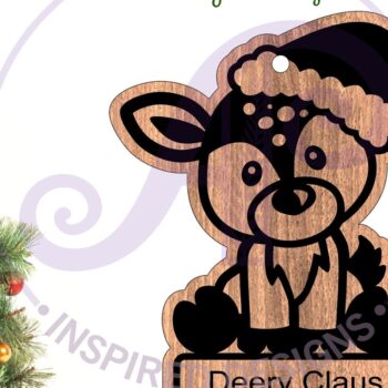 Intra απο ξύλο plywood  Χρώμα wenge 3mm-4mm πάχος - Χαριτωμένο χριστουγεννιάτικο στολίδι ελαφιού Laser C Δίασταση 6x6 cm INTRAFABR-69955616 - Image 1