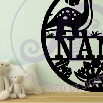 Intra απο ξύλο plywood Χρώμα wenge 3mm-4mm πάχος - Cute Dinos Name Sign Laser Δίασταση 30x20 cm INTRAFABR-68438547 - Image 2
