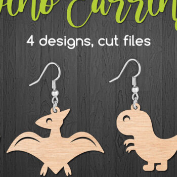 Intra απο ξύλο plywood Χρώμα wenge 3mm-4mm πάχος - Cute Dinosaur Earrings Cut Files Δίασταση 3x3 cm INTRAFABR-68438500 - Image 1