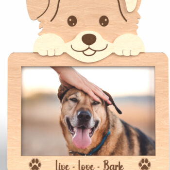 Intra απο ξύλο plywood  Χρώμα wenge 3mm-4mm πάχος - Κορνίζα φωτογραφιών με χαριτωμένο κεφάλι σκύλου Δίασταση 20x25 cm INTRAFABR-102067907 - Image 1