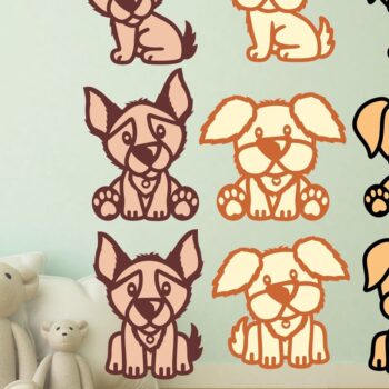 Intra απο ξύλο plywood Χρώμα wenge 3mm-4mm πάχος - Σχήματα αρχείων κομμένα με λέιζερ χαριτωμένο σκυλί. 3 Σκύλοι Ι Δίασταση 30x20 cm INTRAFABR-102067916 - Image 1