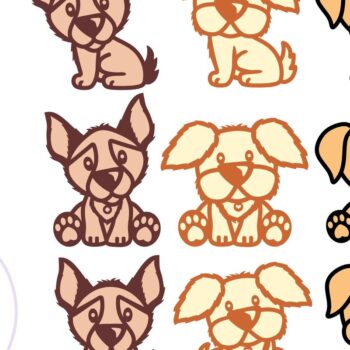 Intra απο ξύλο plywood Χρώμα wenge 3mm-4mm πάχος - Σχήματα αρχείων κομμένα με λέιζερ χαριτωμένο σκυλί. 3 Σκύλοι Ι Δίασταση 30x20 cm INTRAFABR-102067916 - Image 3