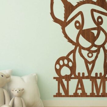 Intra απο ξύλο plywood Χρώμα wenge 3mm-4mm πάχος - Cute Dog name Sign Art Δίασταση 30x20 cm INTRAFABR-102067926 - Image 1