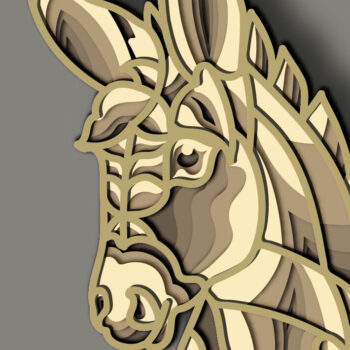 Intra απο ξύλο plywood Χρώμα wenge 3mm-4mm πάχος - Cute Donkey Multilayer /3D Layered Δίασταση 30x20 cm INTRAFABR-123620864 - Image 1