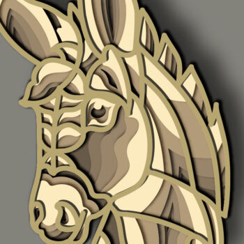 Intra απο ξύλο plywood Χρώμα wenge 3mm-4mm πάχος - Cute Donkey Multilayer /3D Layered Δίασταση 30x20 cm INTRAFABR-123620864 - Image 3