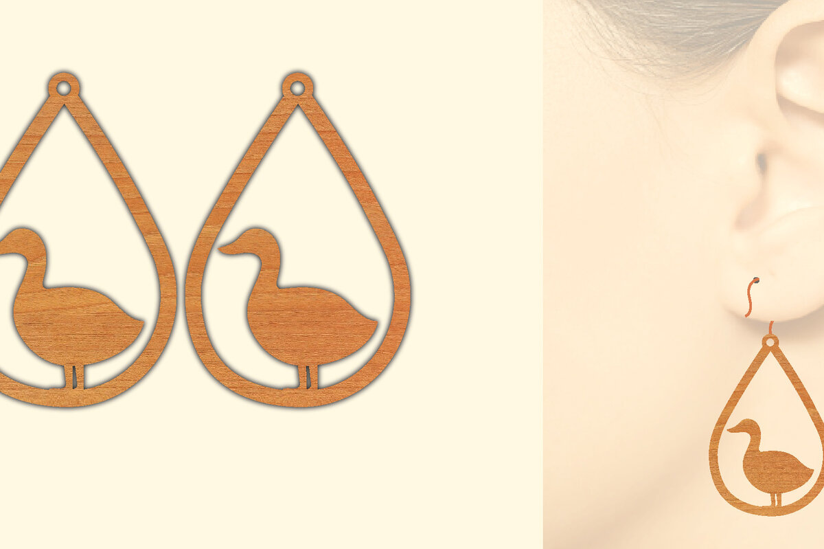 Intra απο ξύλο plywood  Χρώμα wenge 3mm-4mm πάχος - Cute Duck Wood Σκουλαρίκια Δίασταση 3x3 cm INTRAFABR-115747097