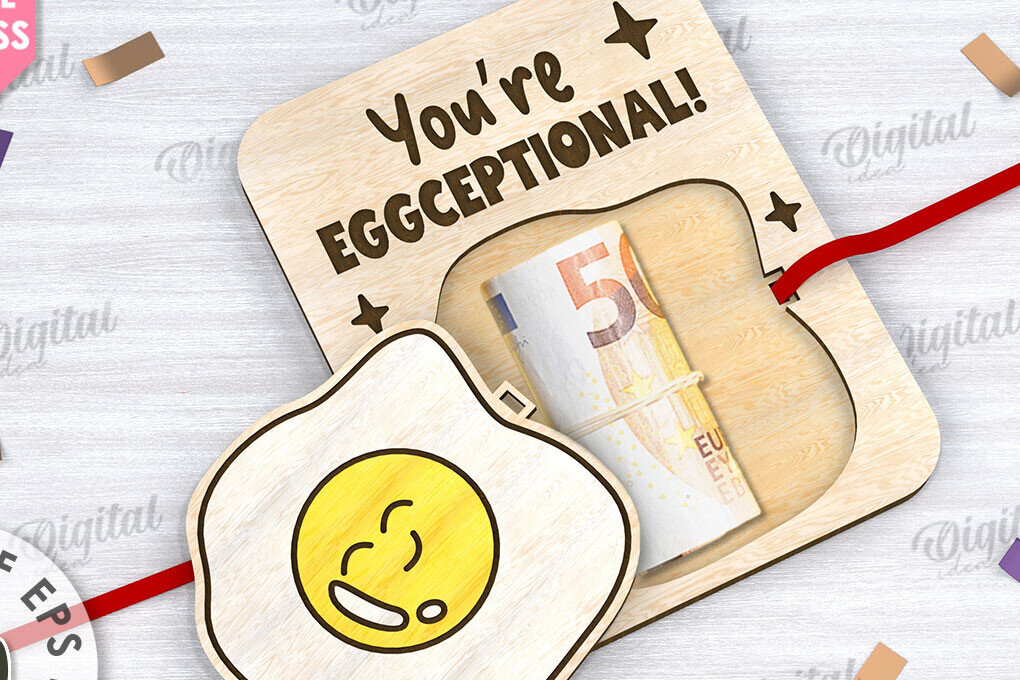 Intra απο ξύλο plywood  Χρώμα wenge 3mm-4mm πάχος - Cute Egg Money Holder Δίασταση 15x15 cm INTRAFABR-106632843