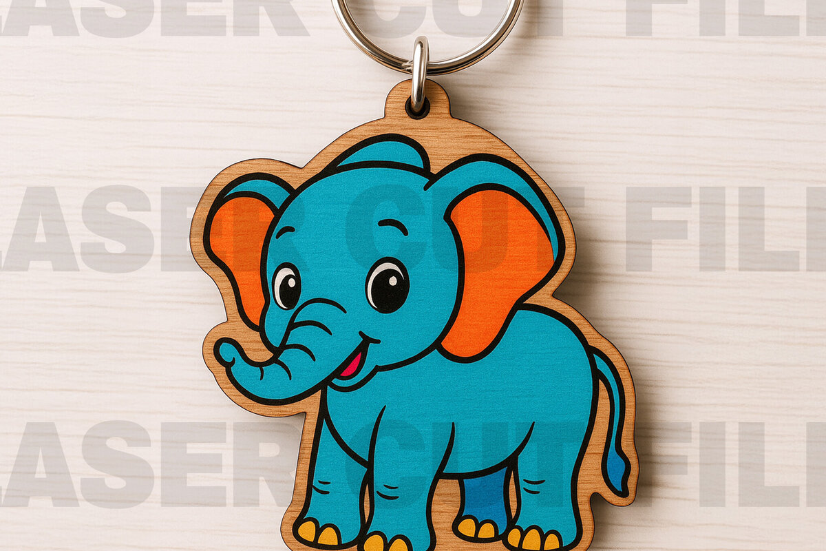 Intra απο ξύλο plywood  Χρώμα wenge 3mm-4mm πάχος - Cute Elephant Keychain Δίασταση 4x4 cm INTRAFABR-97405381