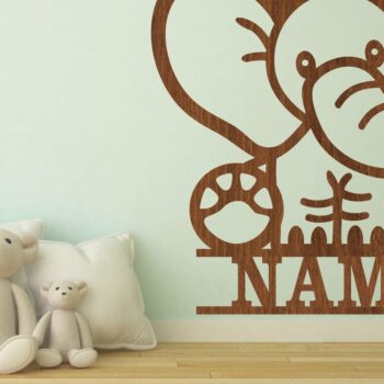 Intra απο ξύλο plywood  Χρώμα wenge 3mm-4mm πάχος - Χαριτωμένο σημάδι ονόματος ελέφαντα Δίασταση 30x20 cm INTRAFABR-80384679 - Image 1