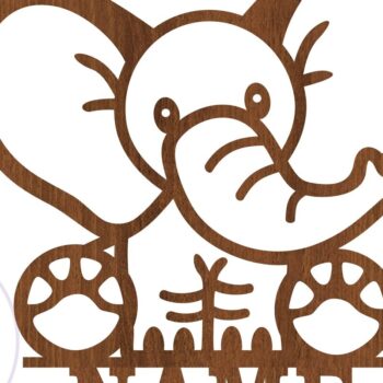 Intra απο ξύλο plywood  Χρώμα wenge 3mm-4mm πάχος - Χαριτωμένο σημάδι ονόματος ελέφαντα Δίασταση 30x20 cm INTRAFABR-80384679 - Image 3