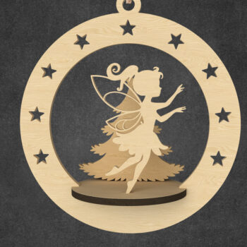 Intra απο ξύλο plywood  Χρώμα wenge 3mm-4mm πάχος - Χαριτωμένο χριστουγεννιάτικο στολίδι κοριτσιών νεράιδων Δίασταση 6x6 cm INTRAFABR-28971114 - Image 1