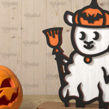 Intra απο ξύλο plywood Χρώμα wenge 3mm-4mm πάχος - Cute Farm Animal Ghost Δίασταση 30x20 cm INTRAFABR-101757498 - Image 1