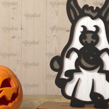 Intra απο ξύλο plywood Χρώμα wenge 3mm-4mm πάχος - Cute Farm Animal Ghost Δίασταση 30x20 cm INTRAFABR-101757536 - Image 1