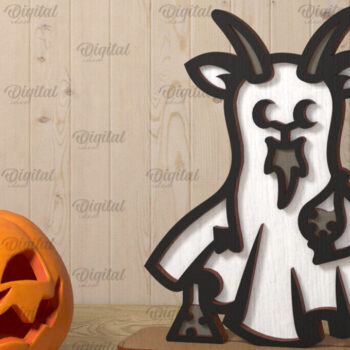 Intra απο ξύλο plywood Χρώμα wenge 3mm-4mm πάχος - Cute Farm Animal Ghost Δίασταση 30x20 cm INTRAFABR-101757700 - Image 1