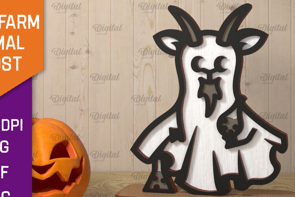 Intra απο ξύλο plywood  Χρώμα wenge 3mm-4mm πάχος - Cute Farm Animal Ghost Δίασταση 30x20 cm INTRAFABR-101757700