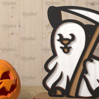 Intra απο ξύλο plywood  Χρώμα wenge 3mm-4mm πάχος - Cute Farm Animal Ghost Δίασταση 30x20 cm INTRAFABR-101757729 - Image 1