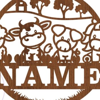 Intra απο ξύλο plywood Χρώμα wenge 3mm-4mm πάχος - Χαριτωμένα ζώα φάρμας όνομα Laser Δίασταση 30x20 cm INTRAFABR-102036704 - Image 3