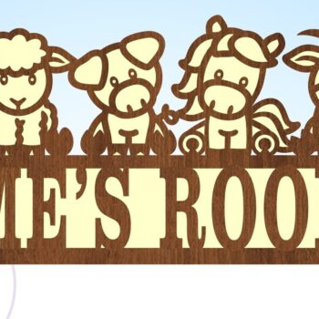 Intra απο ξύλο plywood Χρώμα wenge 3mm-4mm πάχος - Πινακίδα ονόματος σκηνής Cute Farm Animals 3 Δίασταση 30x20 cm INTRAFABR-99939762 - Image 4