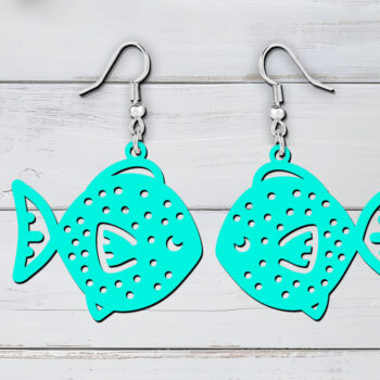 Intra απο ξύλο plywood  Χρώμα wenge 3mm-4mm πάχος - κοπής με λέιζερ Cute Fish Summer Earrings Δίασταση 900x900 cm INTRAFABR-99936299 - Image 2