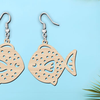 Intra απο ξύλο plywood  Χρώμα wenge 3mm-4mm πάχος - κοπής με λέιζερ Cute Fish Summer Earrings Δίασταση 900x900 cm INTRAFABR-99936299 - Image 4