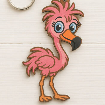 Intra απο ξύλο plywood Χρώμα wenge 3mm-4mm πάχος - Cute Flamingo Keychain Δίασταση 4x4 cm INTRAFABR-99935745 - Image 1