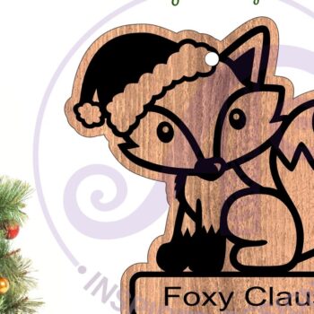 Intra απο ξύλο plywood  Χρώμα wenge 3mm-4mm πάχος - Cute Fox Χριστουγεννιάτικο Στολίδι Laser Δίασταση 6x6 cm INTRAFABR-99939090 - Image 1