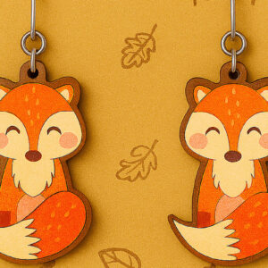 Intra απο ξύλο plywood  Χρώμα wenge 3mm-4mm πάχος - Χαριτωμένα φθινοπωρινά σκουλαρίκια Fox Δίασταση 3x3 cm INTRAFABR-99939100