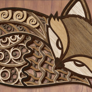 Intra απο ξύλο plywood  Χρώμα wenge 3mm-4mm πάχος - Χαριτωμένο Fox διακοσμημένο πάνελ τοίχου Δίασταση 14x8 cm INTRAFABR-99935711